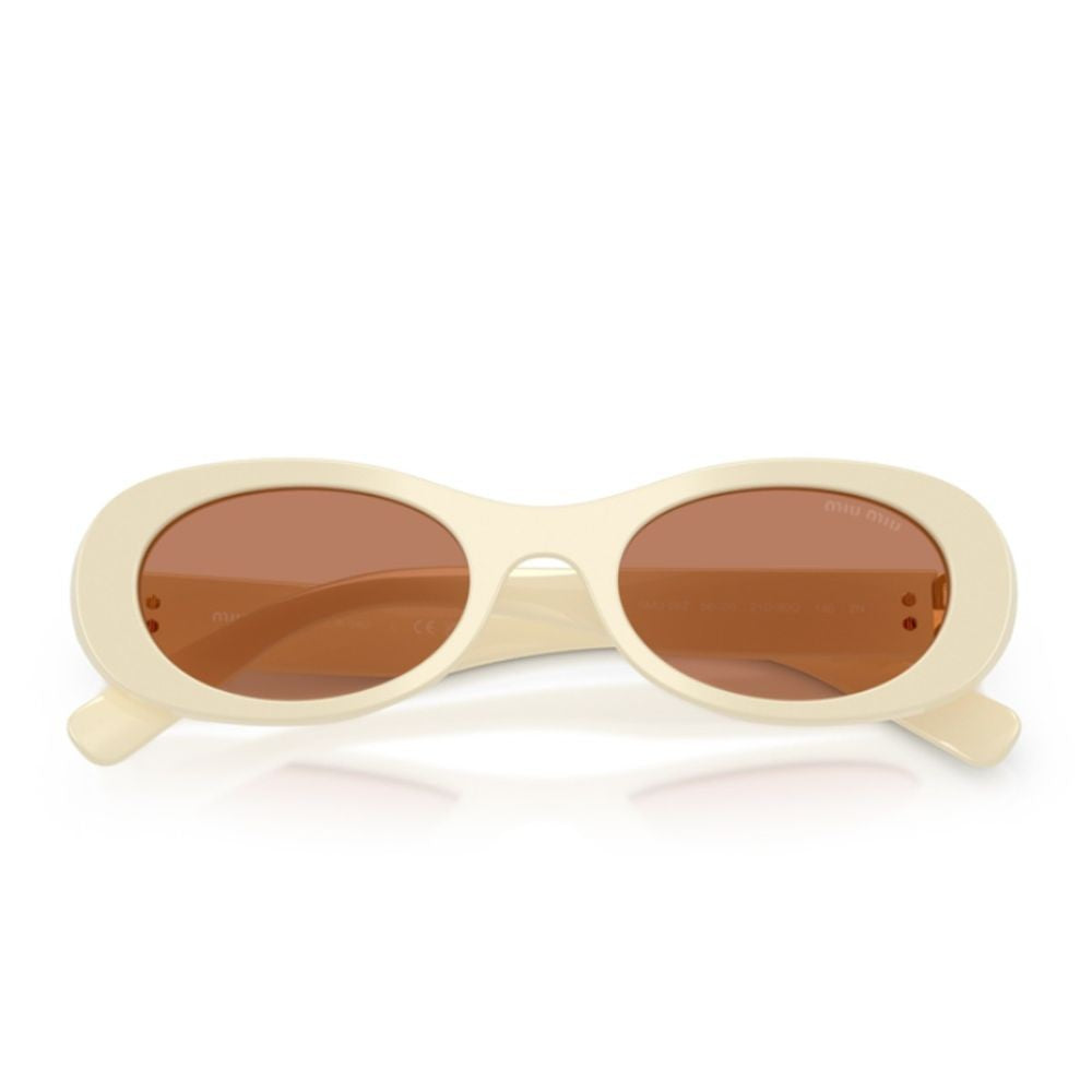 Miu Miu Bold Oversized Oval Sunglasses With Gold Logo Detail