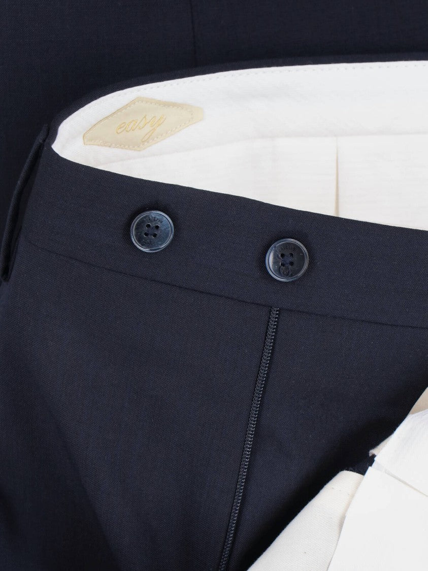 Briglia 1949 Navy Tailored Mid-Rise Virgin Wool Trousers