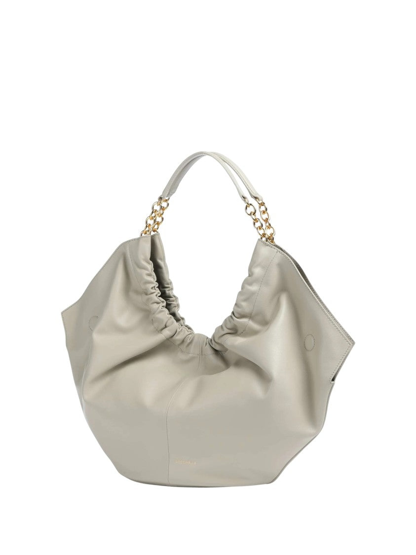 Coccinelle Grained Leather Medium Shoulder Bag With Gold-Colored Fittings