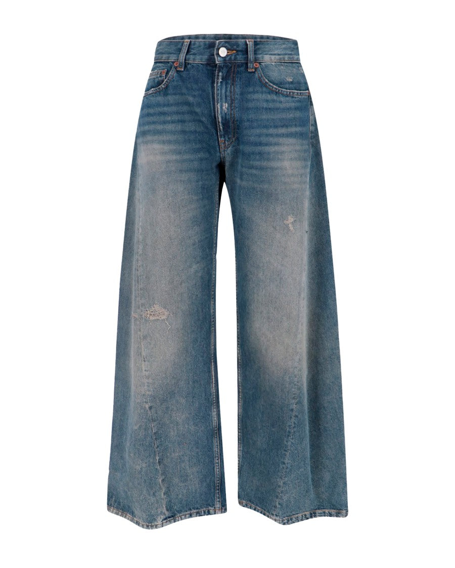 Mm6 By Maison Margiela Distressed Wide-Leg Denim Pants With Jacron Label