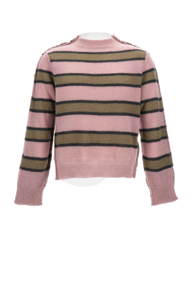 Marni Striped Oversized Wool Sweater With Textured Knit