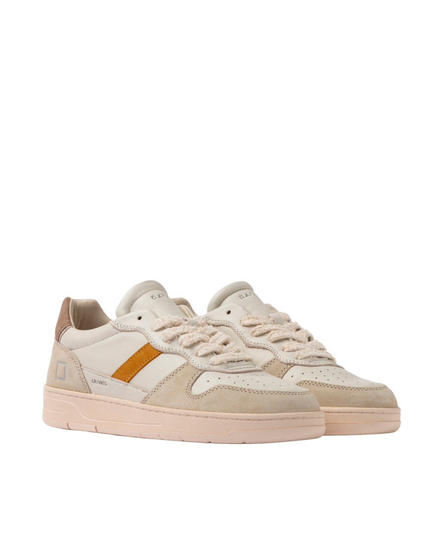 D.A.T.E Court 2.0 Vintage Calf Sneakers In Ivory