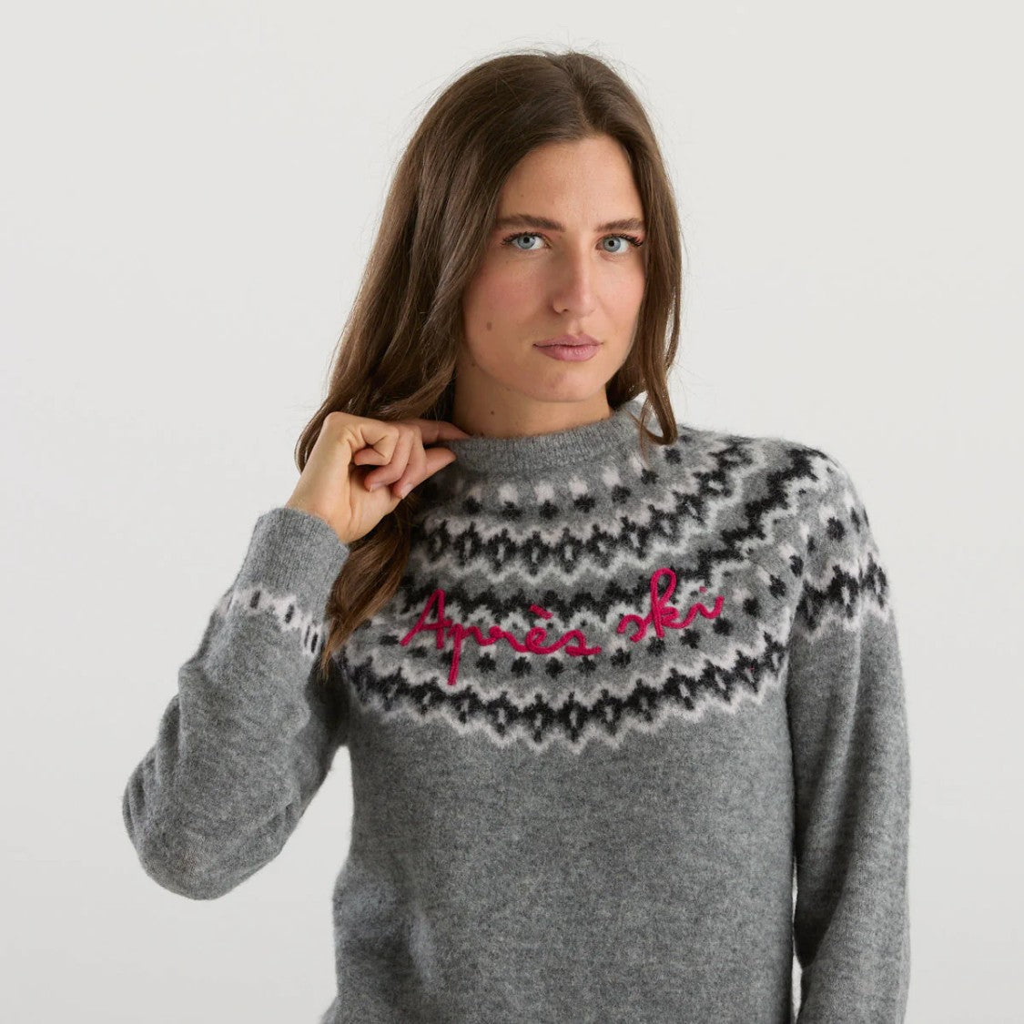 Mc2 Saint Barth Nordic Knit Sweatshirt With Embroidered Script Detail
