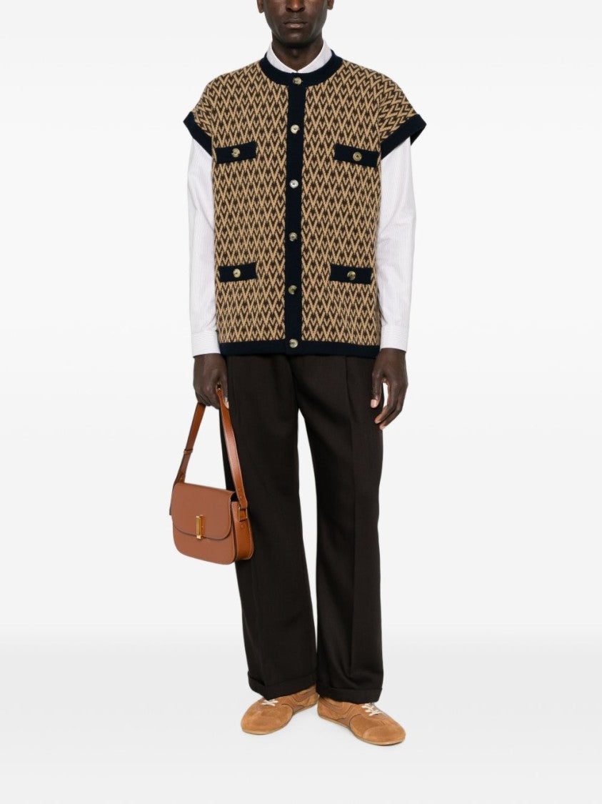 Valentino Garavani Multicolor Short-Sleeved Geometric Zigzag Sweater