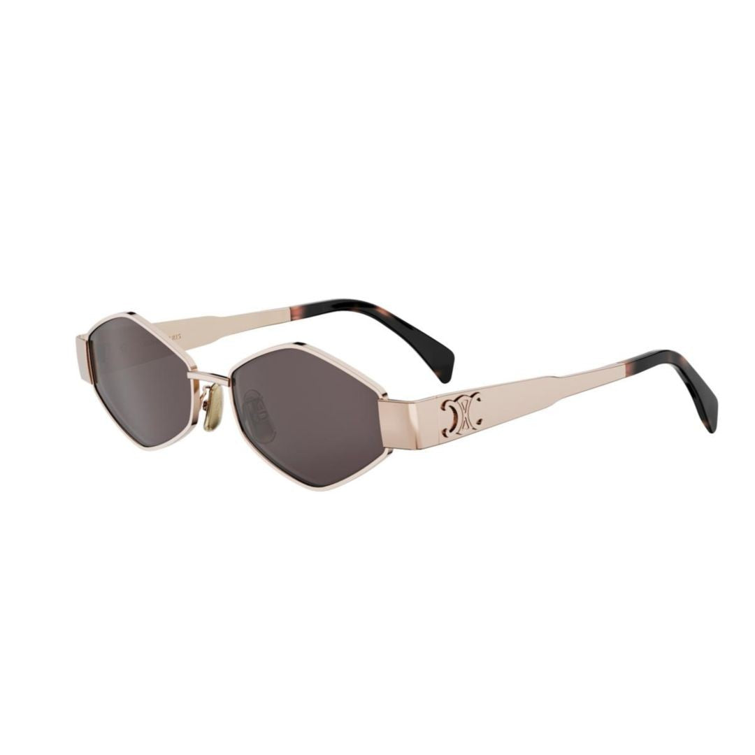 Celine Geometric Frame Gold-Tone Sunglasses With Angular Lenses