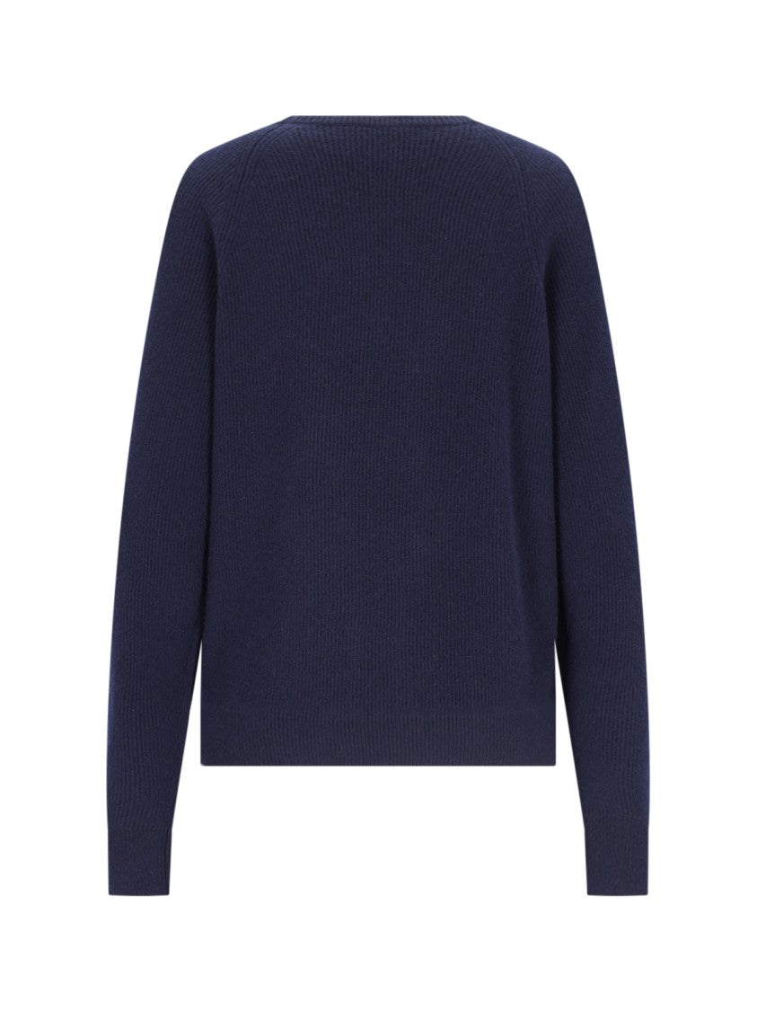 Canessa Basic Sweater In Blue Cashmere Navy Tones