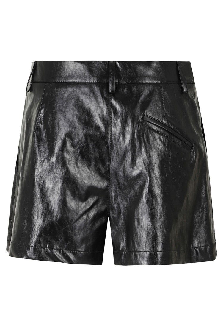 Federica Tosi Black Leather Metal Trim Polyurethane Shorts