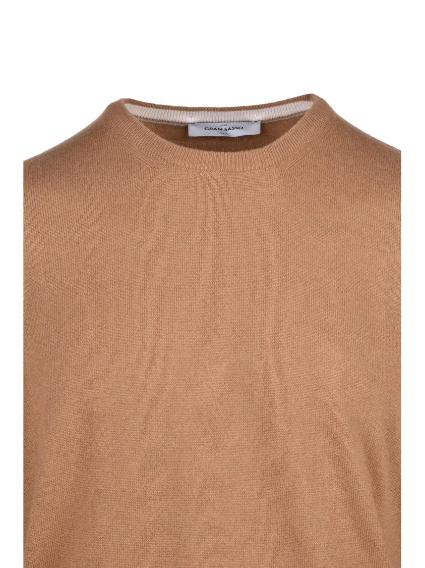Gran Sasso Beige Wool-Blend Crewneck Sweater