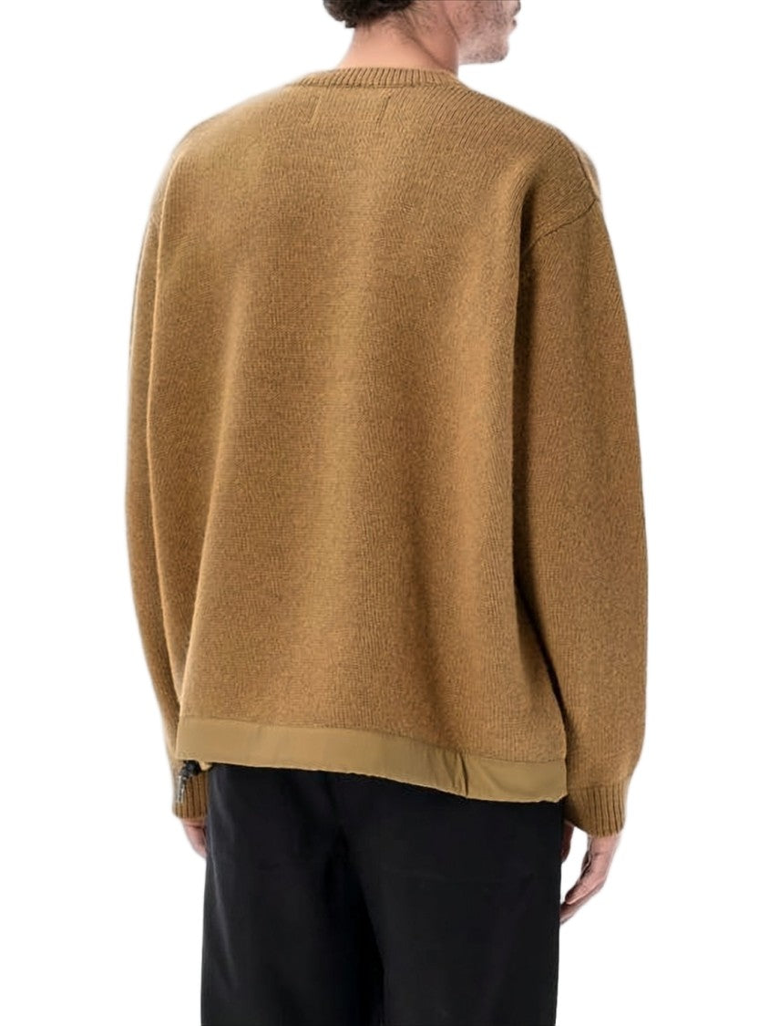 And Wander Textured Knit Sweater With Contrasting Zippered Pocket