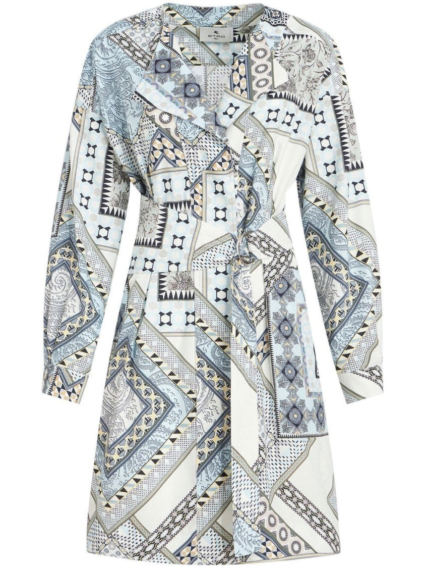 Etro Structured Cotton Geometric Print Mini Dress