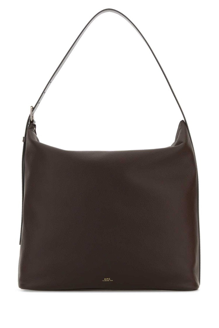 A.P.C. Brown Leather Maxi Vera Shopping Bag