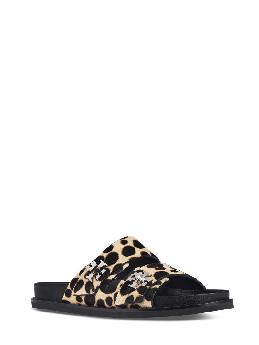 Tory Burch Leopard Print Calf Fur Sport Slides