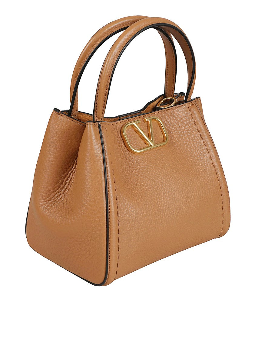 Valentino Garavani Structured Medium Handbag In Grained Calfskin
