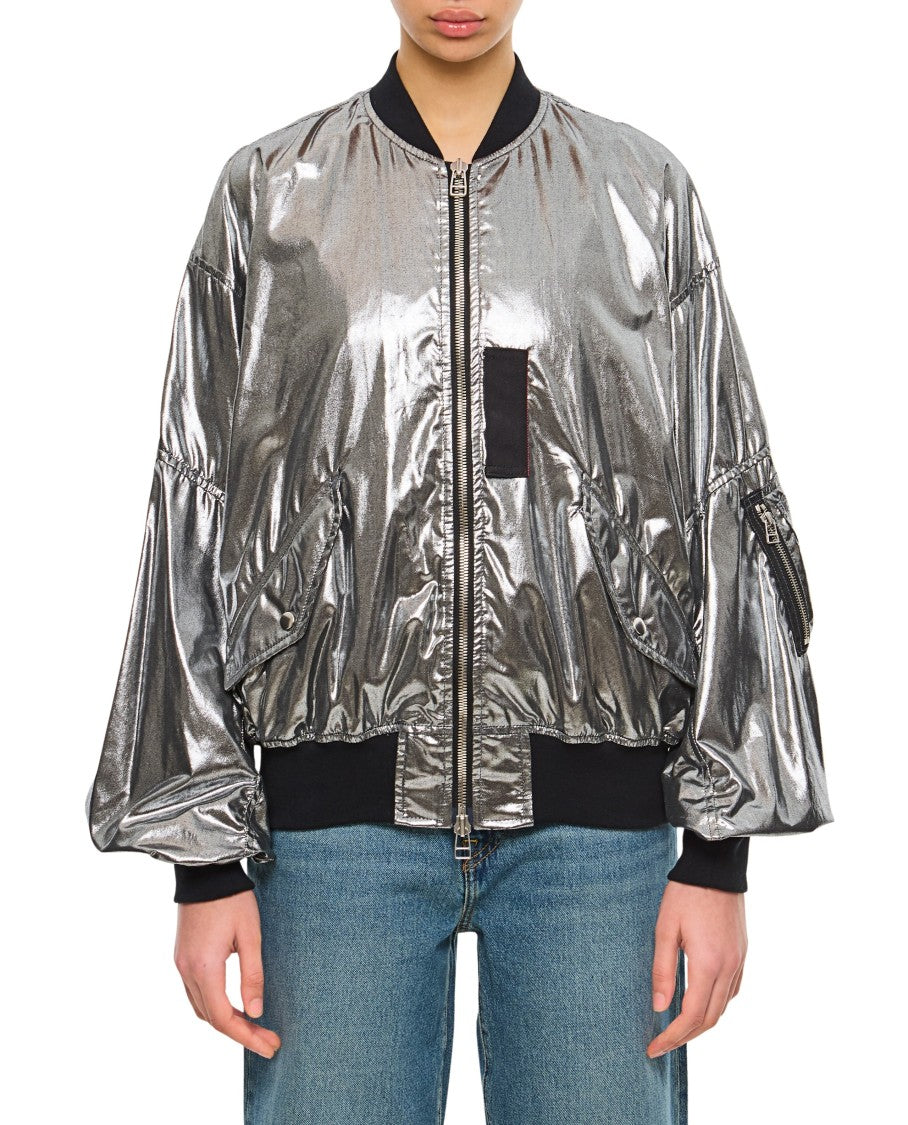 Junya Watanabe Metallic Finish Bomber Jacket With Ribbed Neckline