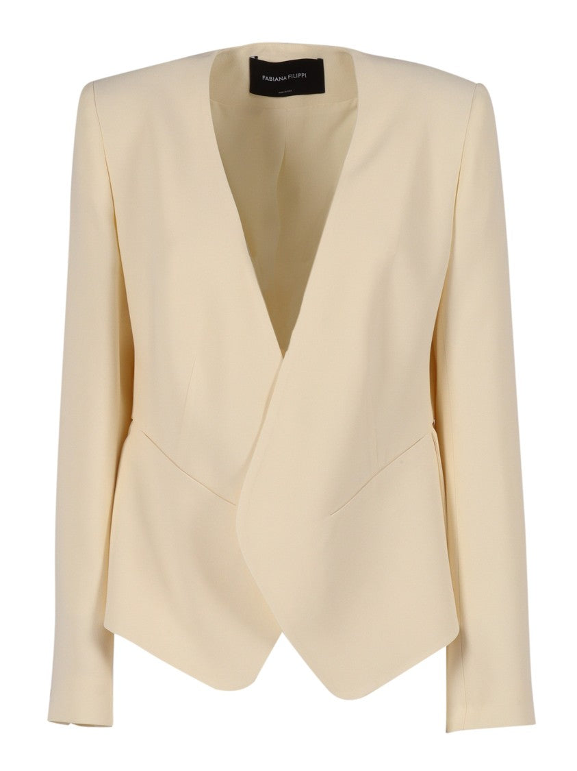 Fabiana Filippi Tailored Cady Jacket With Deep V-Neckline