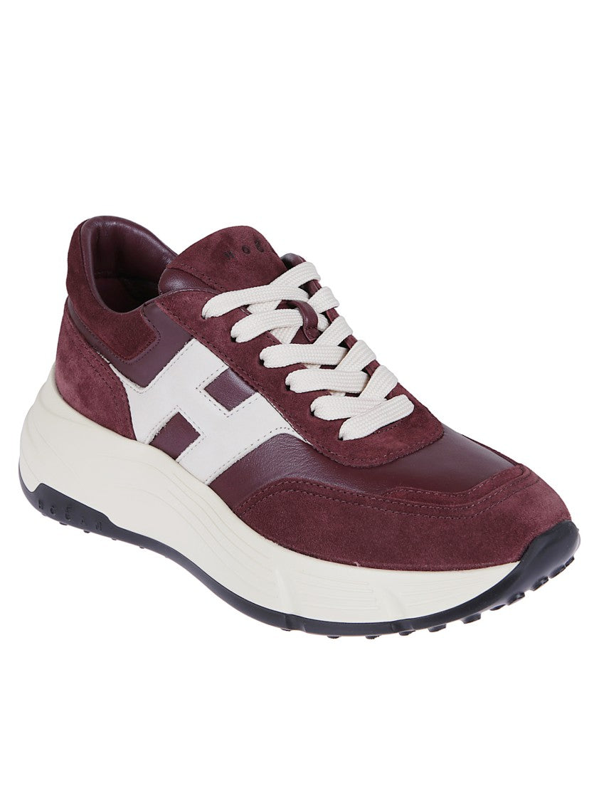 Hogan Burgundy Suede And Nappa Sneakers