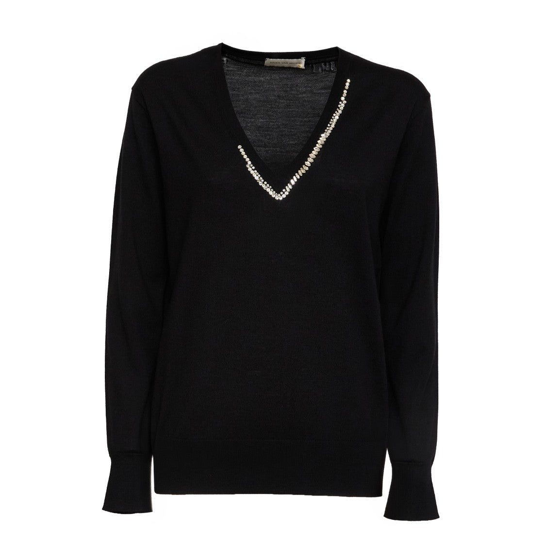 Dries Van Noten Tuomas V Neck Strass Knit Sweater