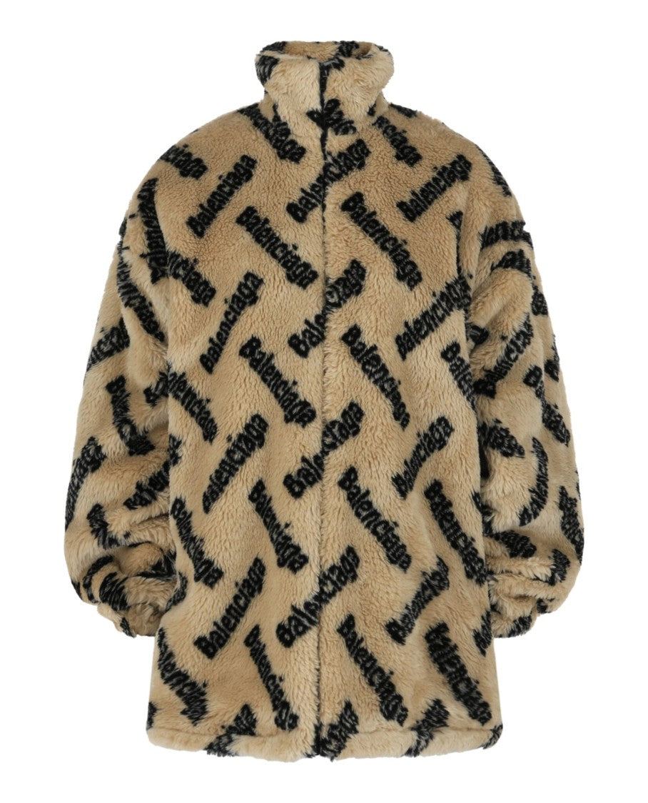 Balenciaga Allover Logo Fleece Jacket