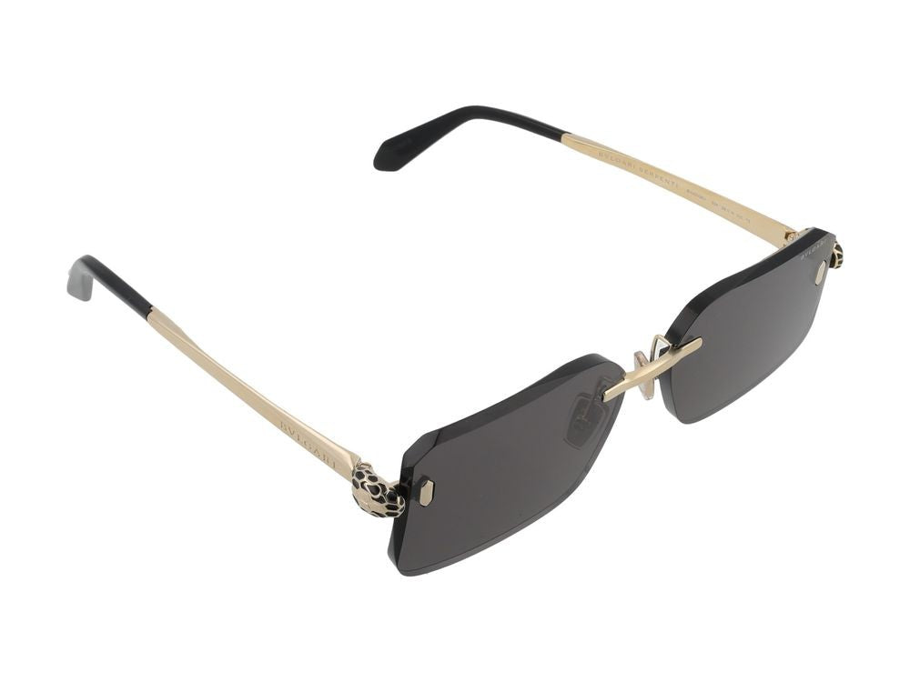 Bulgari Leopard Detail Rimless Rectangular Sunglasses
