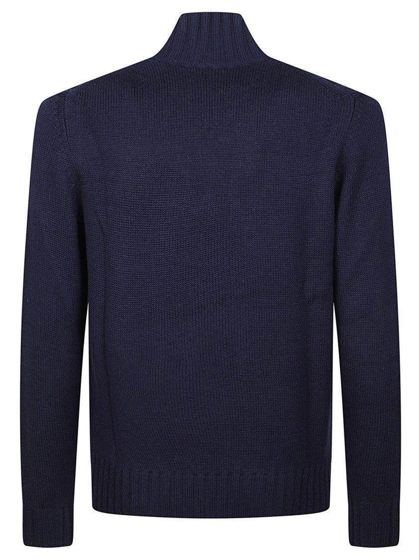 Ballantyne Plain High-Neck Ribbed Wool Sweater