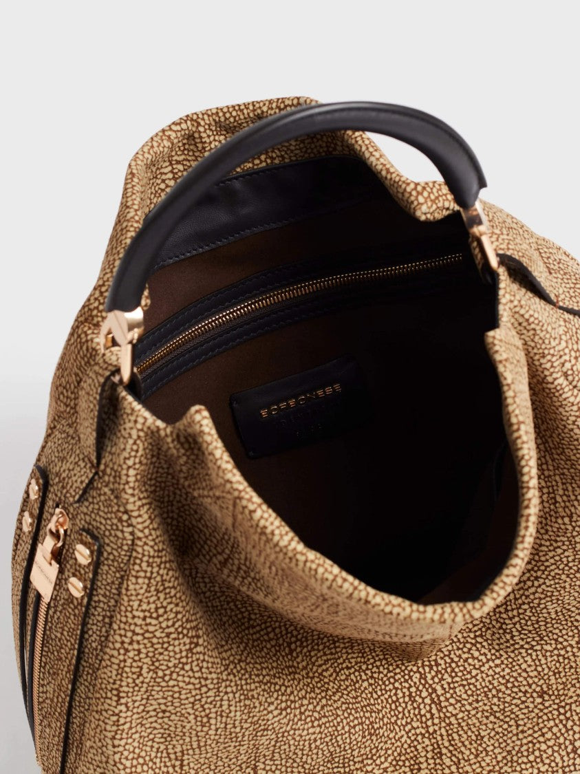 Borbonese Spacious Hobo Bag With Textured Pebbled Surface