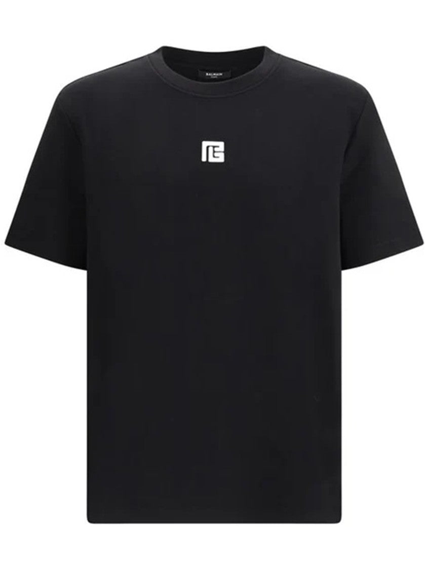Balmain Black Loose Ss Boxy Logo T-Shirt