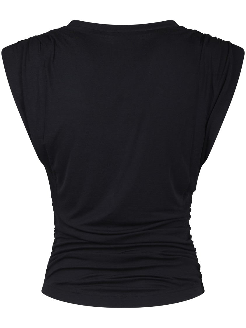 Isabel Marant Étoile Fitted Black Top With Gathered Shoulders And Ruched Sides