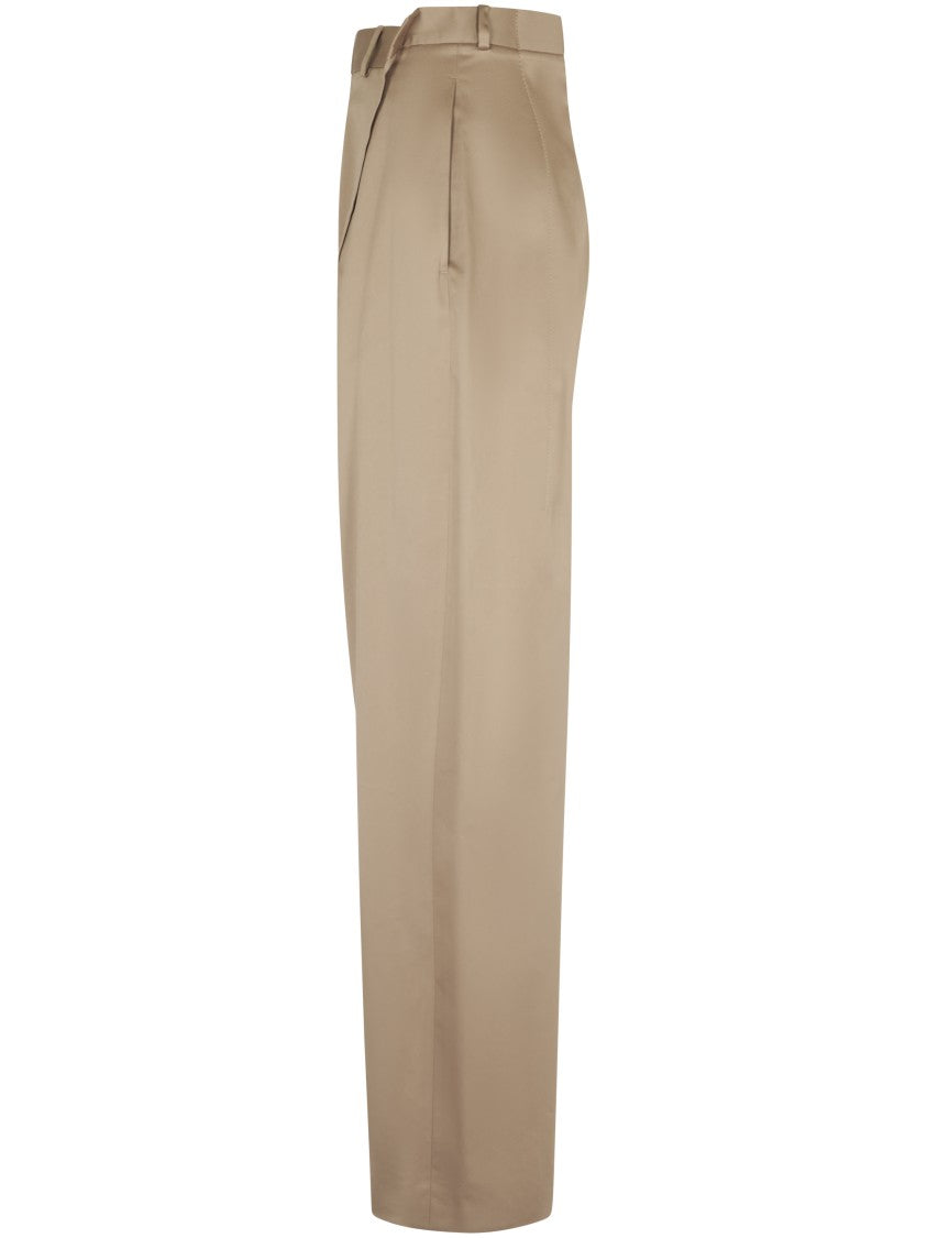 Mm6 By Maison Margiela Wide-Leg Trousers With High Waist And Pleated Design