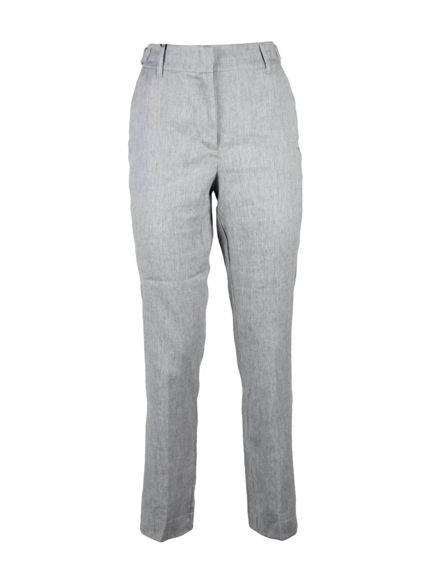 Marella Sport Linen Cotton Stretch Trousers - Grey