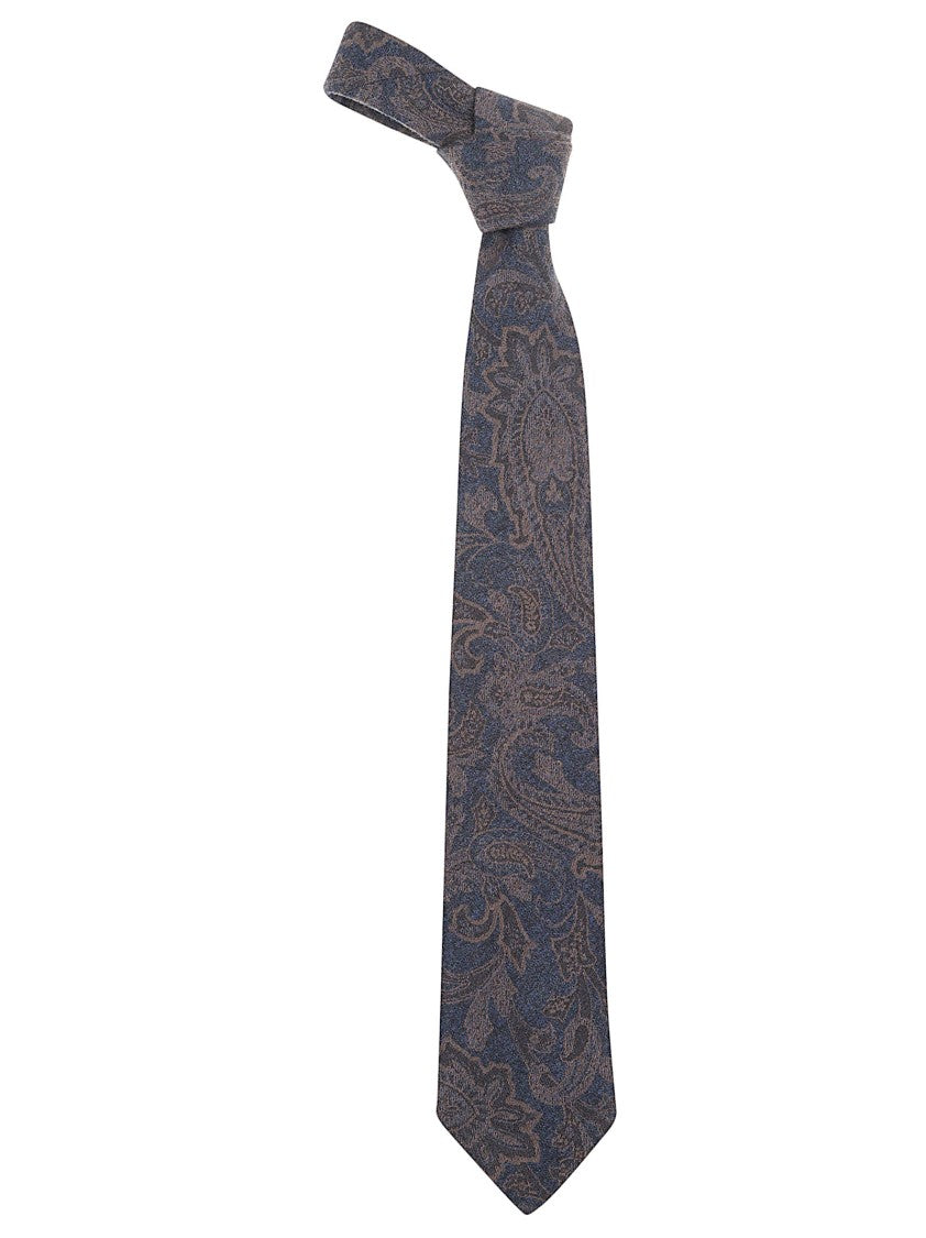 Etro Floral Paisley Pattern Blend Slim Tie