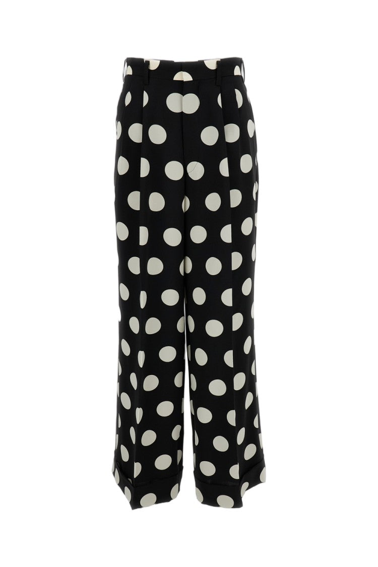 Junya Watanabe Fluid Polka-Dot Wide-Leg Trousers With Cuffed Hem
