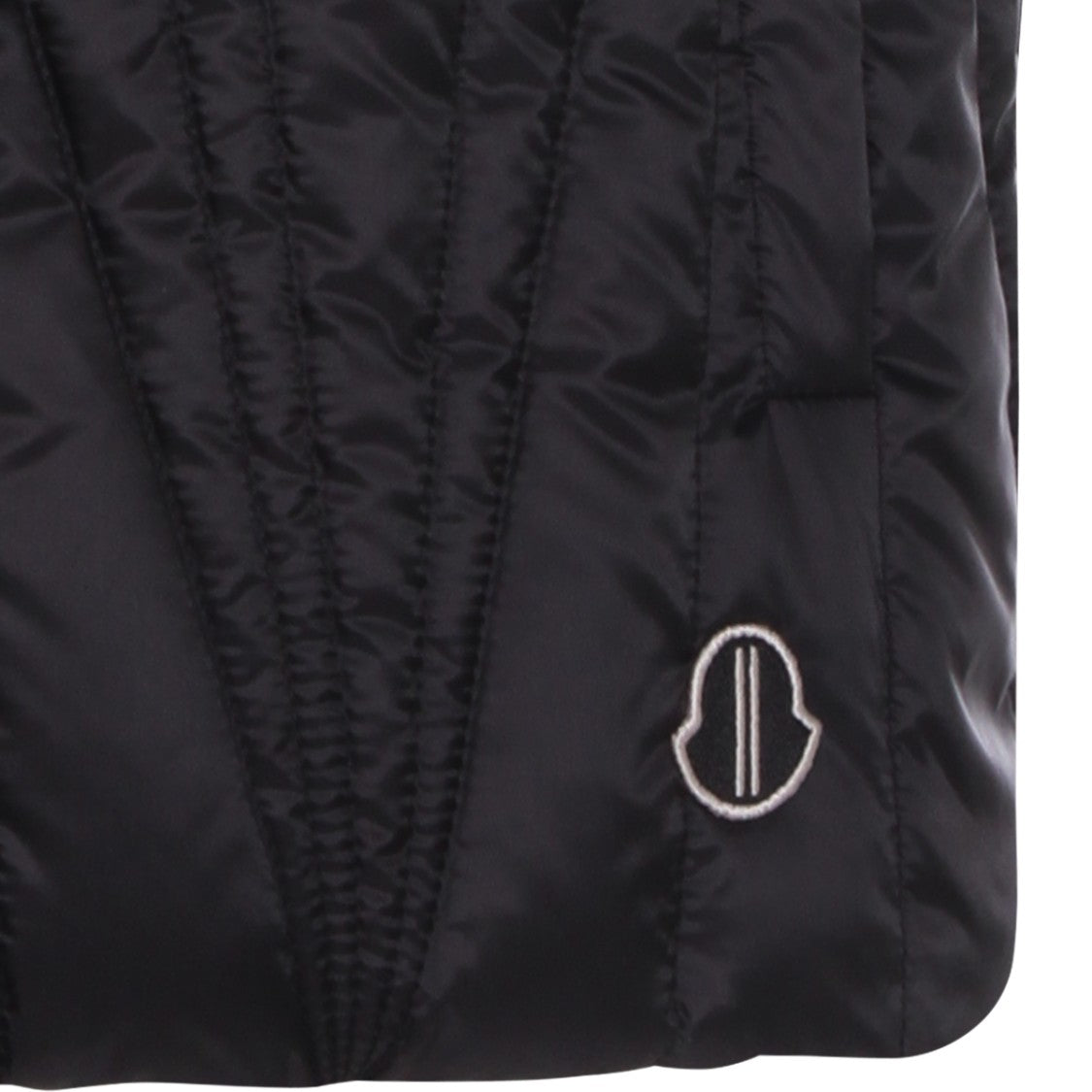 Moncler X Rick Owens Black Geometric Quilted Down Jacket With Hood