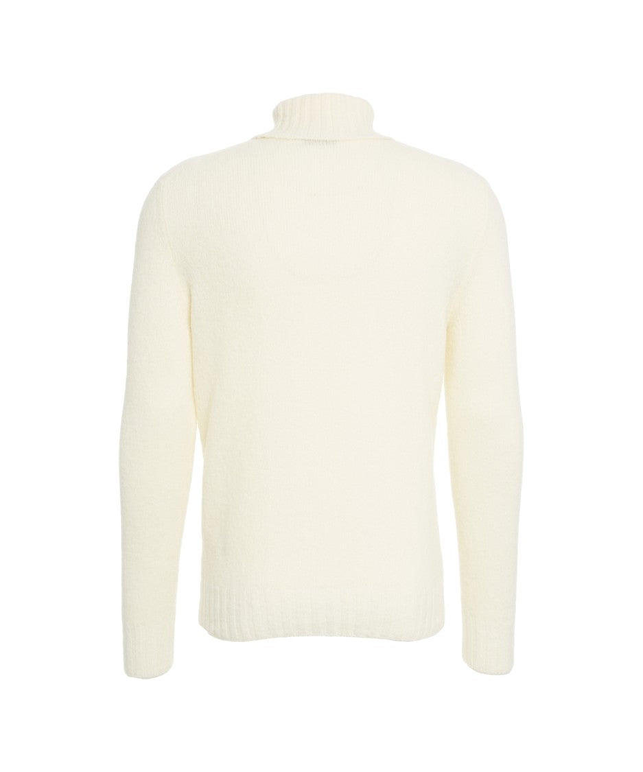 Gender Beige Turtleneck Sweater With Ribbed Details