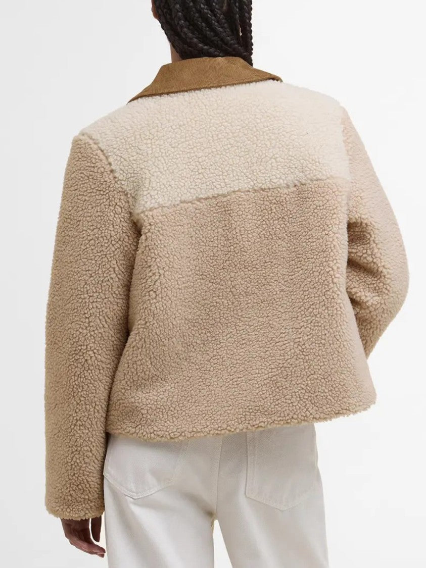 Barbour Cozy Cropped Fleece Jacket With Corduroy Details