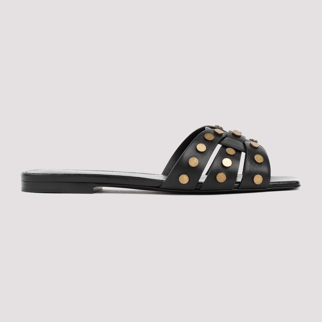 Saint Laurent Black Leather Tribute Studded Sandals