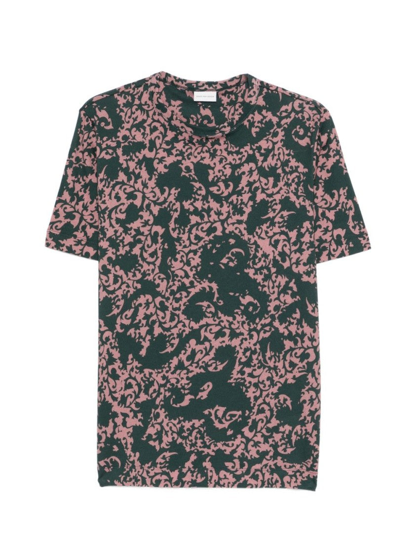 Dries Van Noten Green Pink All Over Print T-Shirt