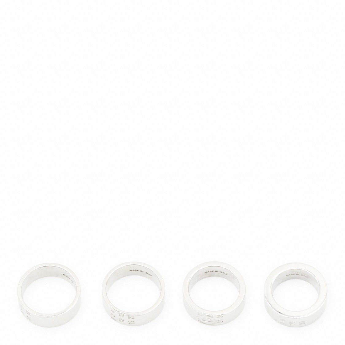Mm6 By Maison Margiela Polished Silver-Tone Ring Set With Engraved Details