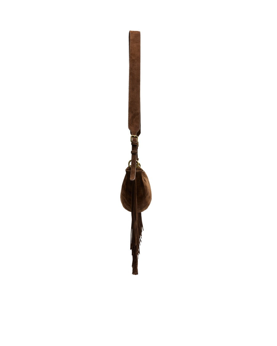 Ash Chestnut Astrid Fringes Suede Shoulder Bag