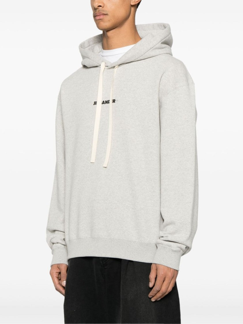 Jil Sander Light Grey Sweatshirt With Drawstring Hood