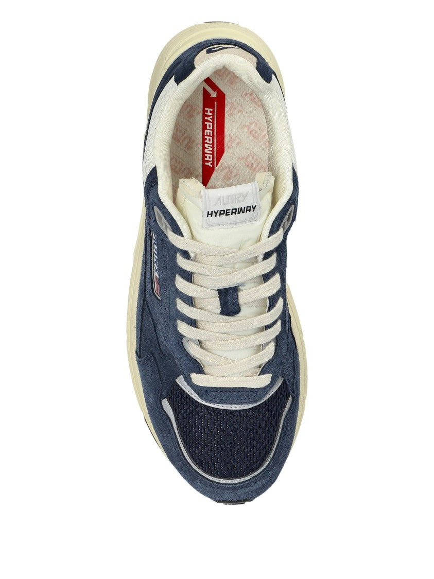 Autry Navy Hyperway Low Layered Suede Sneakers