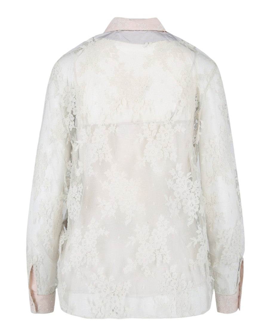 Bottega Veneta Floral Embroidered Top With Lace Details
