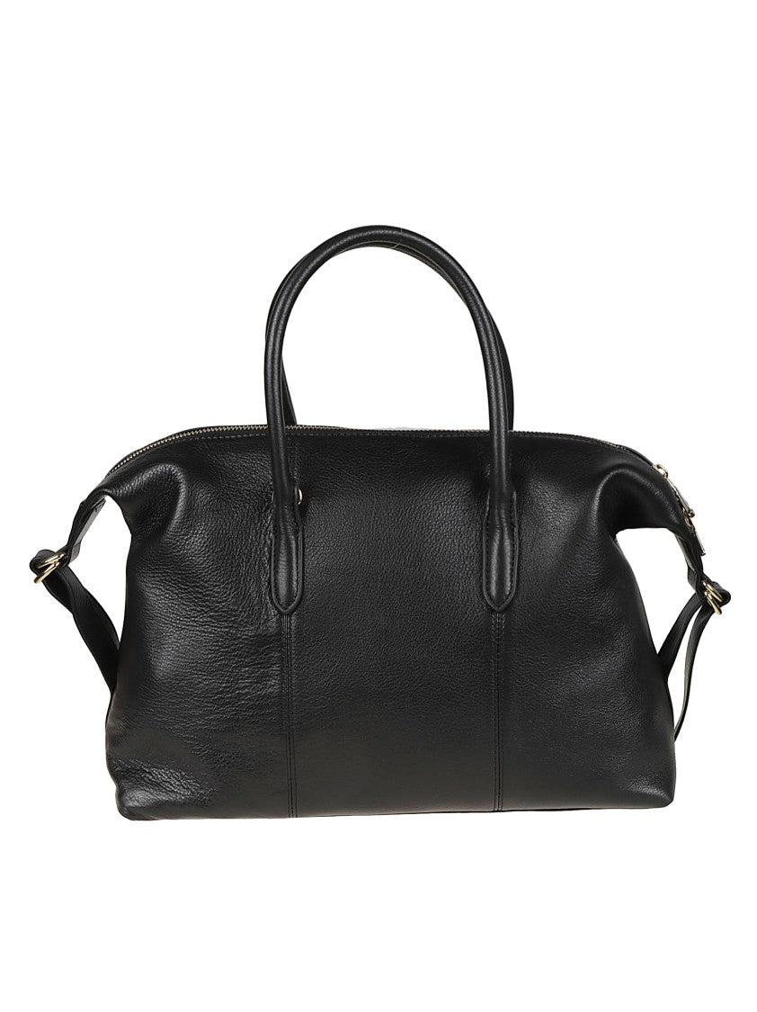 Patrizia Pepe Black Structured Calf Leather Top Handle Bag