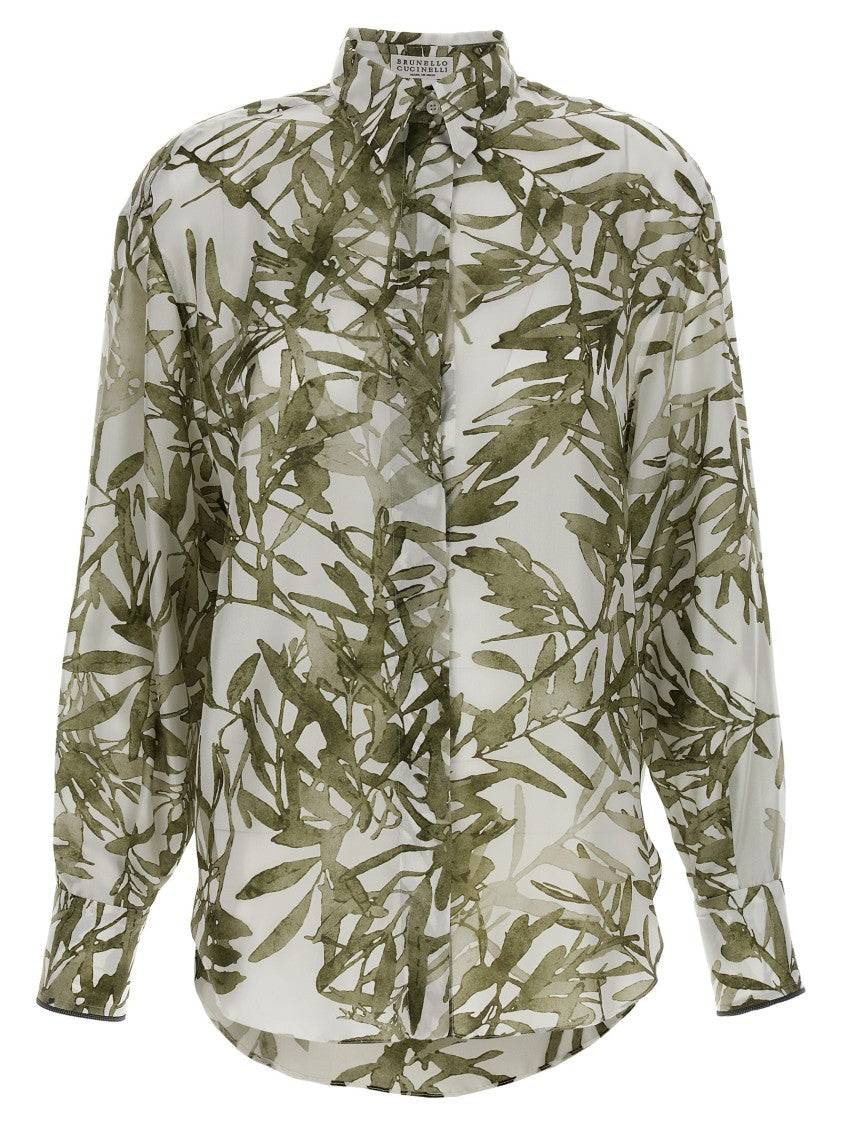 Brunello Cucinelli Floral Print Silk Shirt