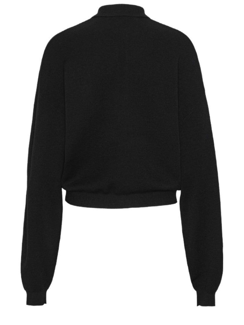 Rotate Birger Christensen Neutrals Cropped Fit Long Sleeves Polo Shirt