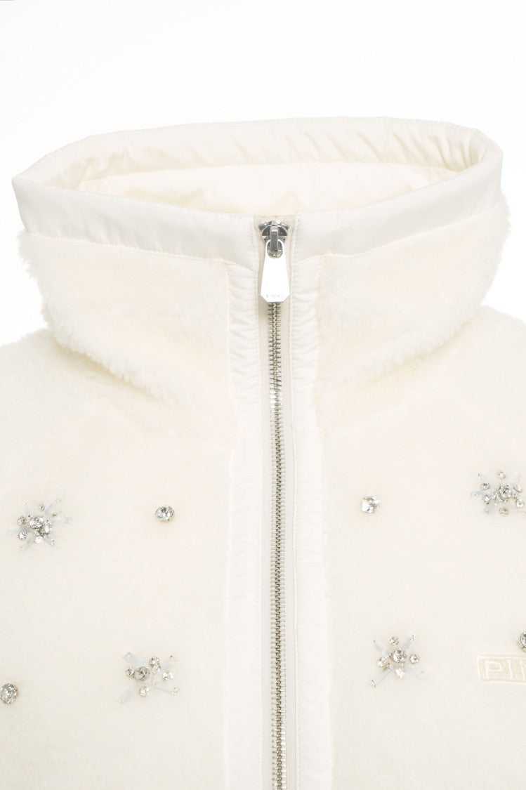 Pinko Faux Fur Jacket With Rhinestones