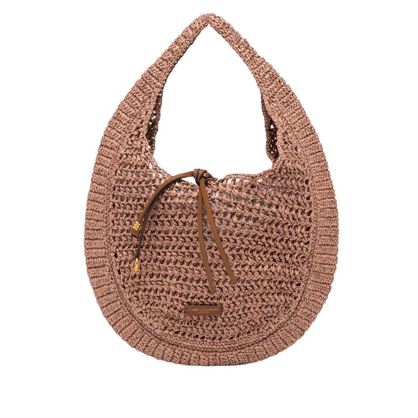 Gianni Chiarini Crochet Straw Hobo Bag