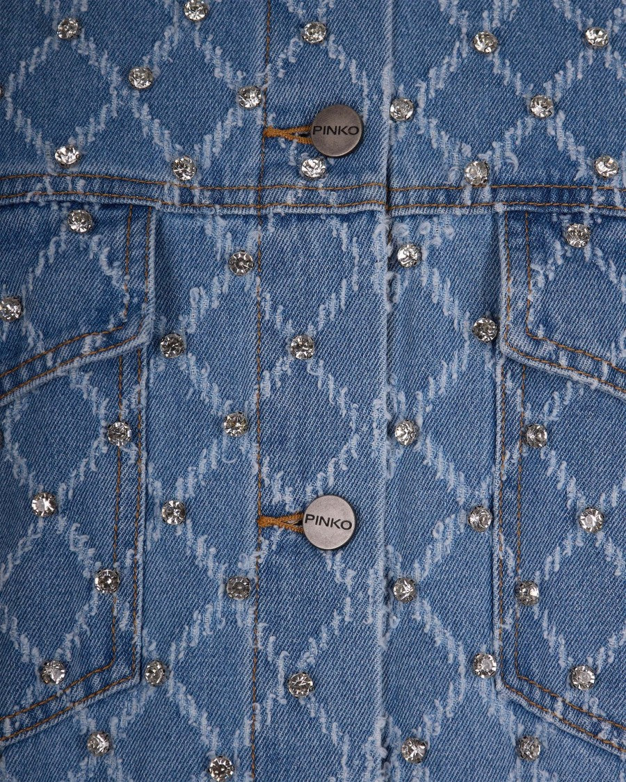 Pinko Denim Jacket With Rhinestones
