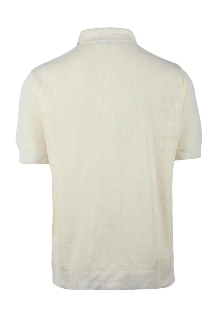 Daniele Fiesoli White Linen Cotton Knit Polo
