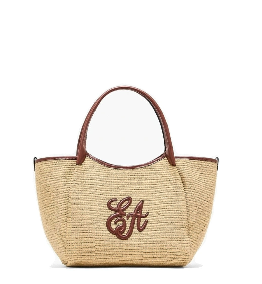 Emporio Armani Woven Straw Double Handle Shopper Bag