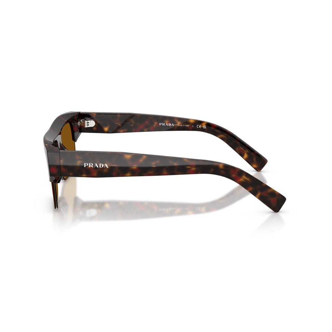 Prada 0Pr D12su Rectangular Tortoiseshell Acetate Sunglasses With Bold Arms